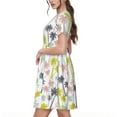thumbnail image 2 of Goofa Hawaiian Coconut Tree Pattern Women Summer Short Sleeve Midi Dress with Pockets Casual Aline Flowy Tshirt Dress Vocation Beach Sundress, 2 of 6