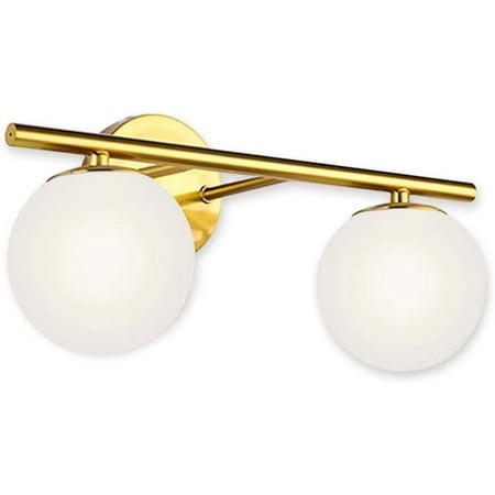 

ZXNYH New Bathroom Vanity Light 3 Lights Fixtures Brushed Brass Milk White Globe Glass Shade Modern Wall Bar Sconce Over Mirror (Exclude G9 Bulb)