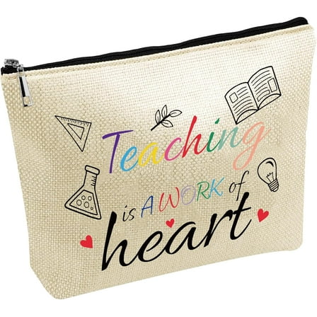 1pc Teacher Cosmetic Bag Makeup Bag Toiletry Purse Pouch Portable Organizer Make Up Accessory washable Small Things Storage Printed with Zipper Gift for Teacher's Day Women Wife 7x10 Inch