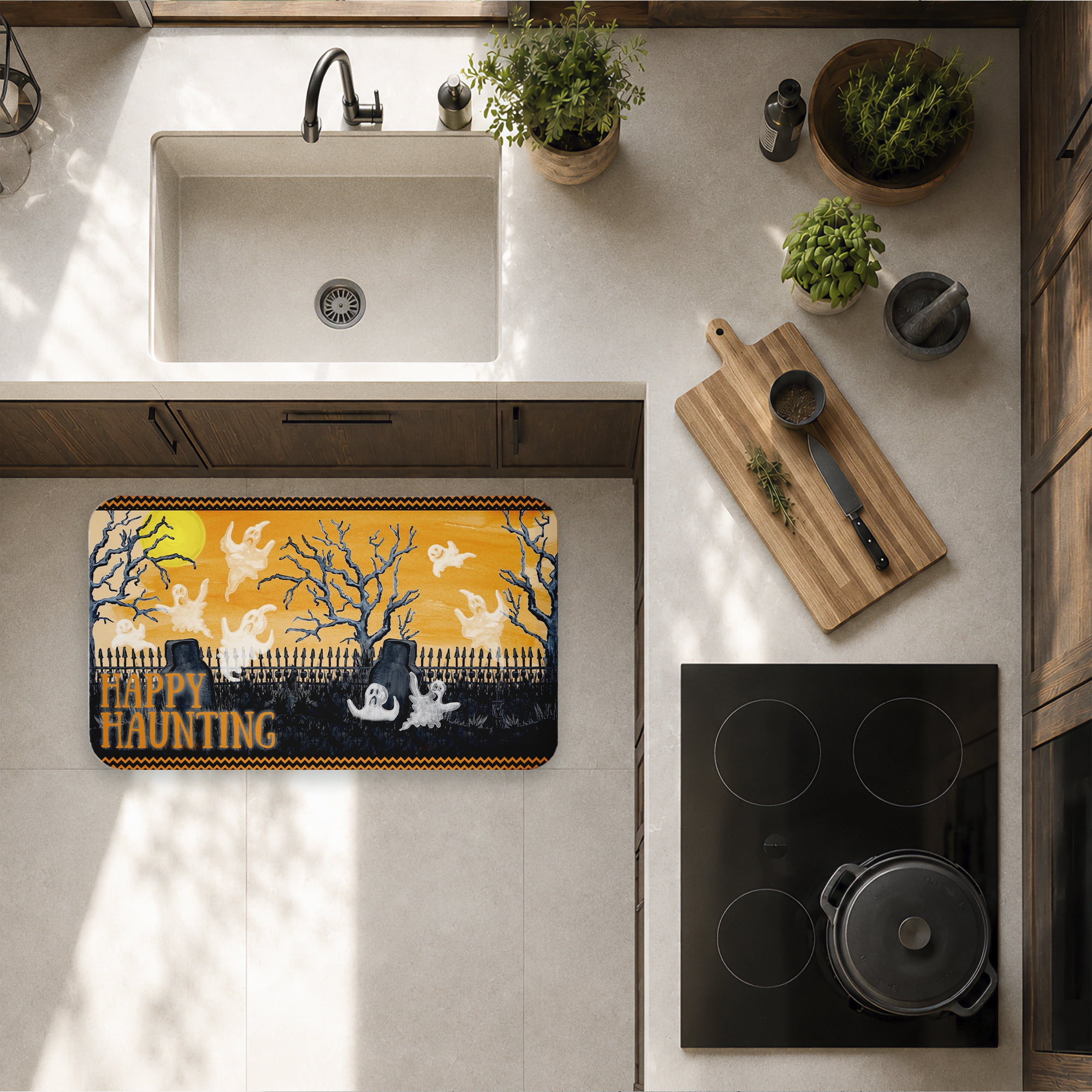 Stupell Industries Happy Haunting Graveyard Printed Anti-Fatigue Floor Mat, design by Gina Ritter