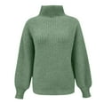thumbnail image 3 of Vedolay Womens Sweaters Women's Cropped Turtleneck Sweater Long Sleeve Pullover Cute Tops,Green M, 3 of 5