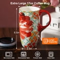 thumbnail image 6 of Topadorn Watercolor Red Flower Ceramic Travel Mug, 17oz, Turquoise Lattice Background, Spill-Resistant Lid, Microwave/Dishwasher/Oven Safe, 6 of 7