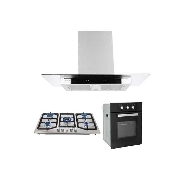 Campana 90cms Cristal Recto Tipo Isla ODIPO Horno Gas