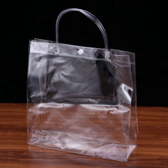 ORDDIART Transparent PVC Tote Bag with Square Design, Simple Style Ice Wine Carrier for Wedding Favor or Party