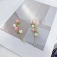 thumbnail image 6 of Elegant Flower Dangle Drop Hook Earrings for Women Acrylic Resin Pink Floral Leaf Long Tassel Chain Dangling Hook Earring Statement Fashion Summer Accessories Jewelry for Her Girlfriend, 6 of 6