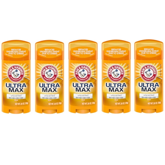 5 Pack - Arm & Hammer ULTRAMAX Deodorant Invisible Solid Unscented 2.6oz Each