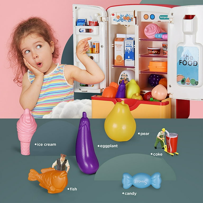 KYAIGUO Toddler Kids Kitchen Appliances Toys Baby Mini Fridge Toy Kitchen Simulation Intelligent Refrigerator Educational Toys Birthday Gift Present