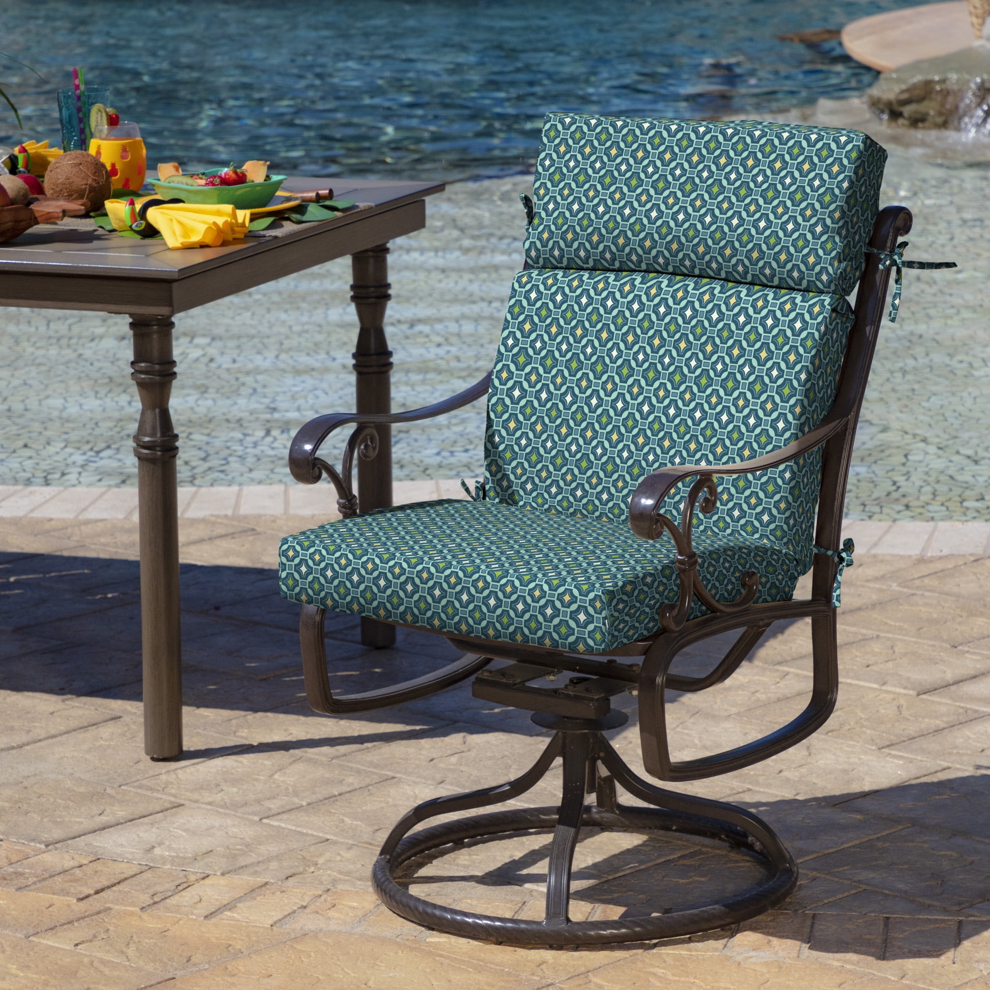 Arden Selections Alana Tile 44 x 21 in. Outdoor Dining Chair Cushion