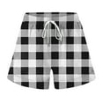 thumbnail image 5 of vigerkar Womens Checkered Drawstring Elastic Waist Casual Shorts Comfy Beach Shorts Summer Shorts Black, 3XL, 5 of 5