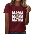thumbnail image 1 of Mujeres Manga Corta Tops Impreso Cuello Redondo Camiseta Superior, Poliéster Spandex Vintage Humor, 1 of 4