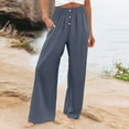 thumbnail image 1 of WILLBEST Pantalones Casuales para Mujer, Cómodos, Holgados, de Pierna Ancha, Estilo Palazzo de Cintura Alta para Verano con Bolsillos, Ideales para Usar En La Playa. Chica, 1 of 4