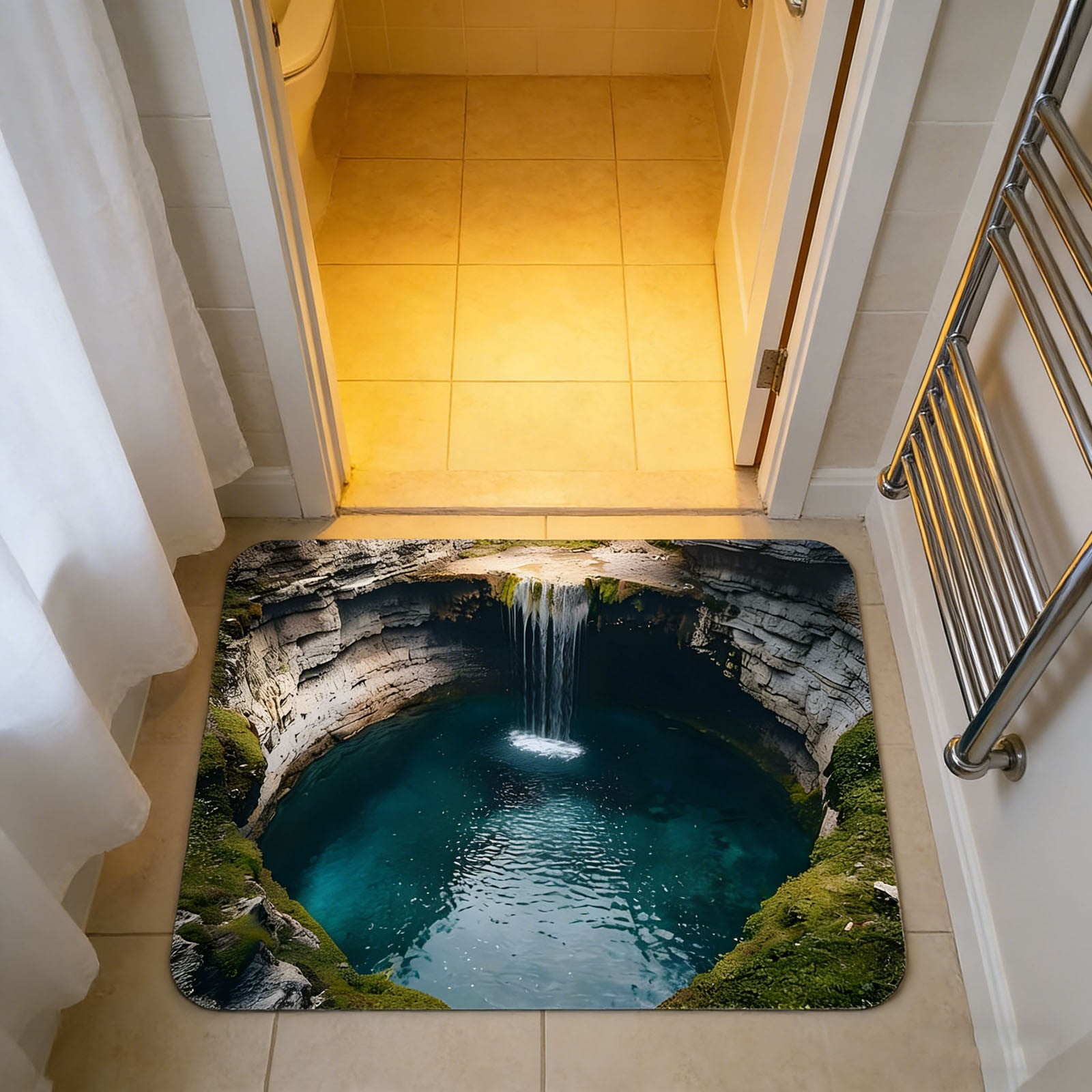 3D Optical Illusion Rug – Fun Non-Slip Mat for Bathroom & Front Door (31"×47") by PALIFEUR