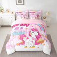 thumbnail image 2 of Erosebridal Kawaii Unicorn Bedding Full Size,Colorful Rainbow Stars Comforter Sets with Sheets,Magic Animal Bedding Sets Full Size For Girls,Microfiber Bedroom Decoration Reversible,7pcs, 2 of 7