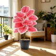 thumbnail image 5 of Gallickan Artificial Pink Plant Potted Alocasia 18 Leaves PVC Fake Tropical with Pot for Home Office Desk Decor, 5 of 6