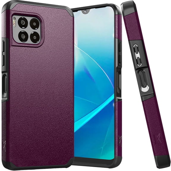 For REVVL 7 Pro 5G METKASE (Original Series) Tough Strong Shockproof Hybrid in Slide-Out Package - Dark Purple