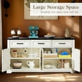 thumbnail image 5 of 63" Sideboard Buffet Cabinet with 3 Drawers and 4 Doors, Farmhouse Console Table with Adjustable Shelf, Coffee Bar Cabinet for Dining Room, Living Room, White, 5 of 18