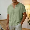thumbnail image 3 of Dvprdro Mens Cotton Linen T Shirts V Neck Short Sleeve Solid Casual Beach Tops, 3 of 10