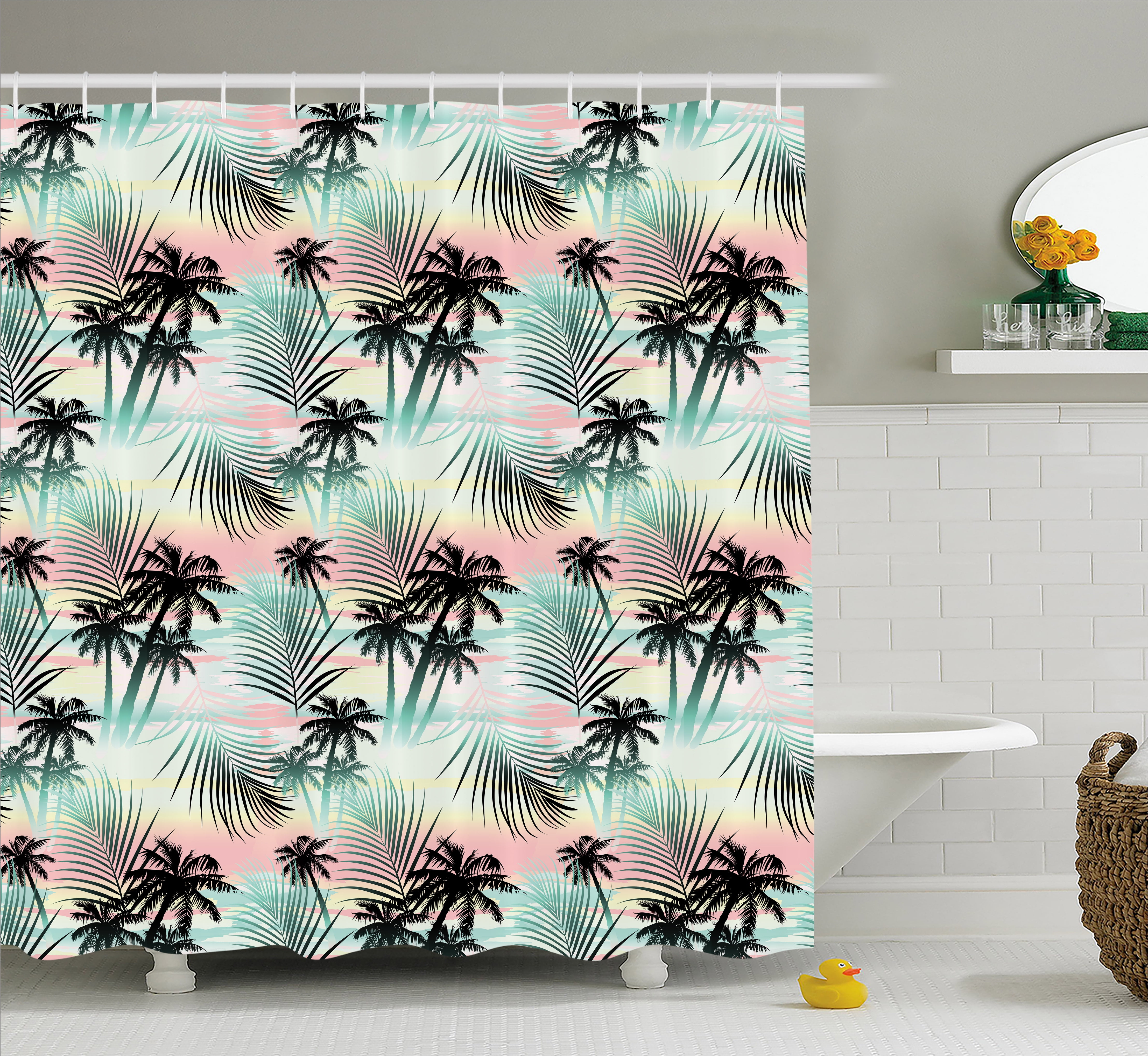 Colorful Summer Llama Bathroom Fabric Shower Curtain Liner Waterproof 12 Hooks