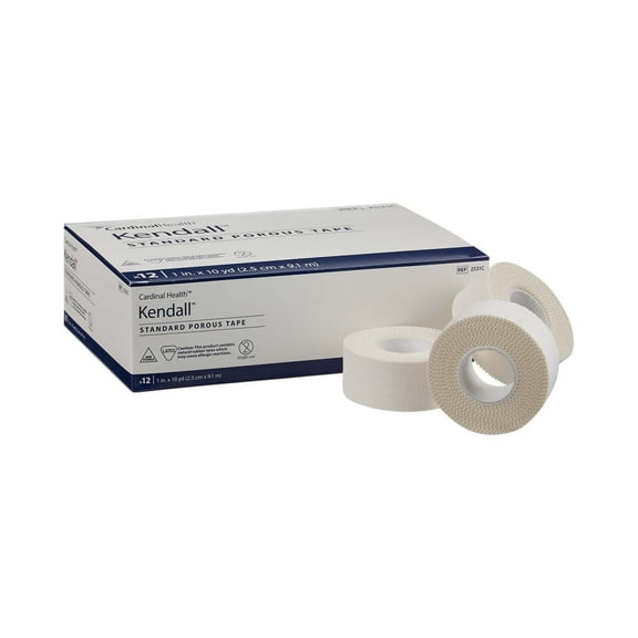 Kendall Standard Porous Cloth Medical Tape 1" x 10 yd 1 Box, 12 Rolls/Box 2531C