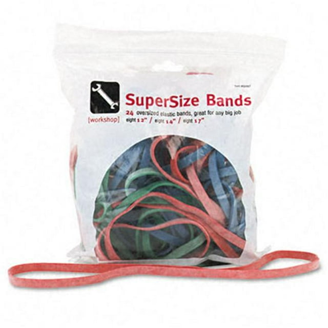 Alliance SuperSize Rubber Bands- Red/Blue/Green- 1/4" wide- Assorted Lengths- 24/Pack