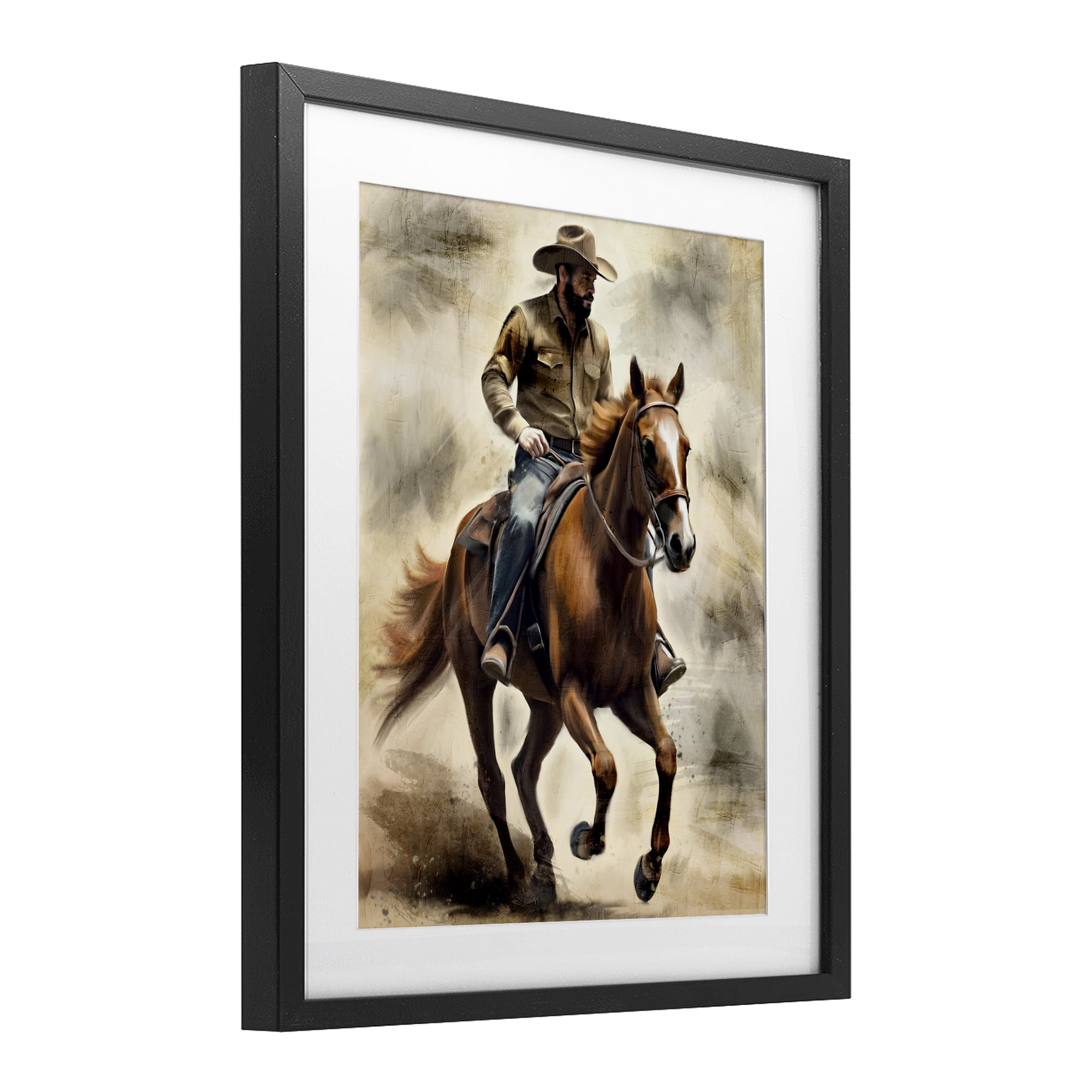 Stupell Industries Gallop Horse & Cowboy Black Framed Print Under Glass, design by Kim Allen