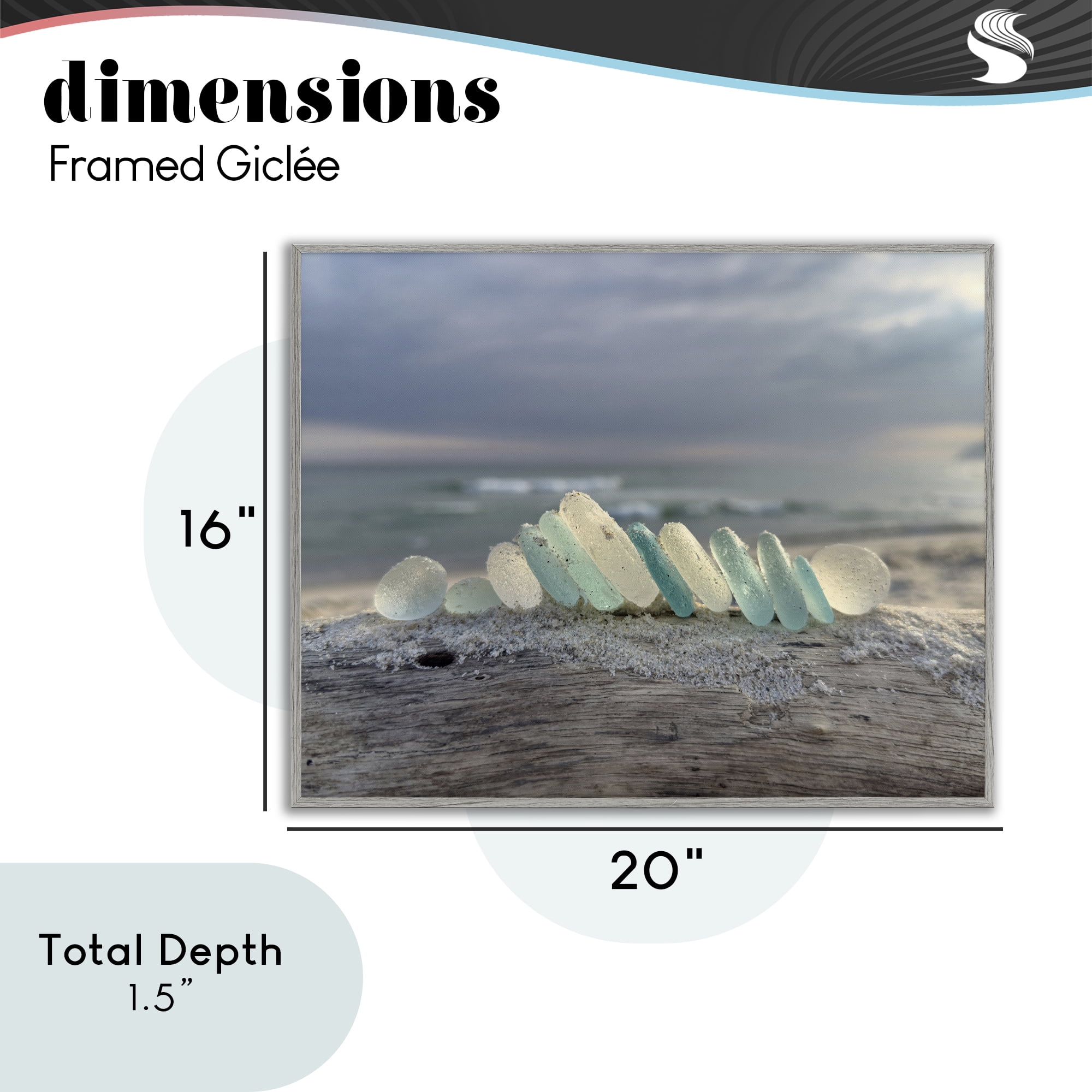 Stupell Industries Sea Glass On Driftwood Gray Framed Giclee Art, design by LMarie Allen