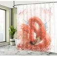 thumbnail image 5 of Ambesonne Flamingo Shower Curtain, Exotic Bird Watercolor, 69"Wx84"L, Orange White, 5 of 5
