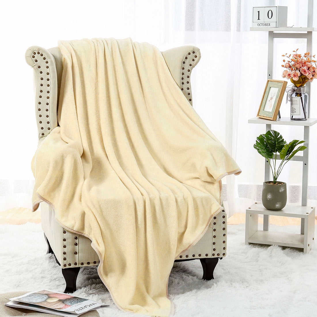 Unique Bargains Flannel Fleece Blanket Soft Wide Hemmed 23x30