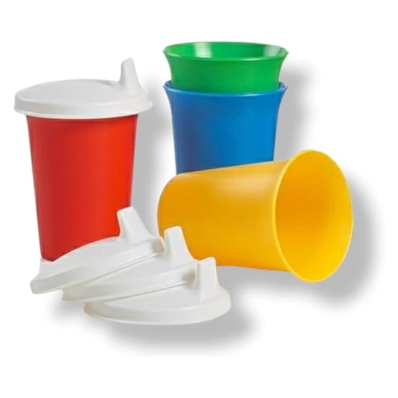 with Domed Sipper Seals in Green, Red, Blue, and Yellow