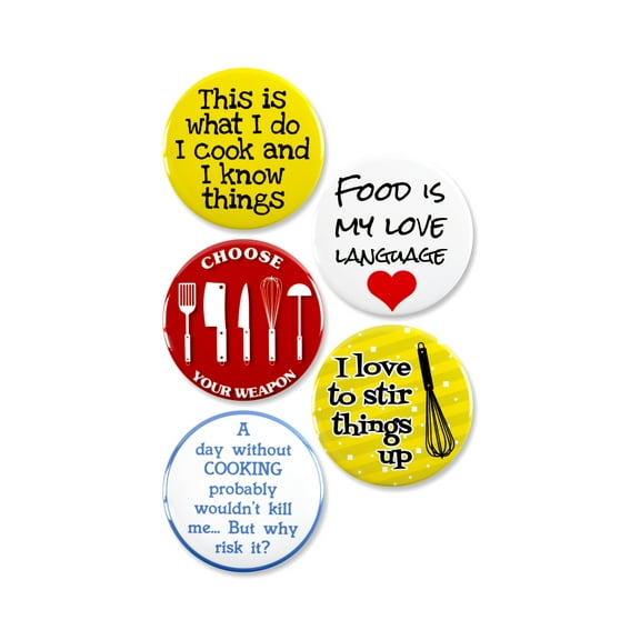 5 Pack - Funny Cooking Pinback Buttons - 2.25 Inch