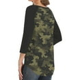 thumbnail image 4 of SAATLERI Womens Button Down Shirt Dressy 3/4 Length Sleeve Tops Summer Henley Neck Tshirts Camo Printing Loose Casual Blouses, 4 of 4