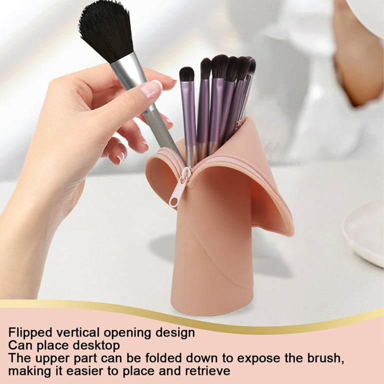 Simple and Large-capacity Vertical Makeup Brush Bag Portable Beauty Bag Eye  Shadow Brush Eyebrow Pencil Storage Bag Cosmetic Bag