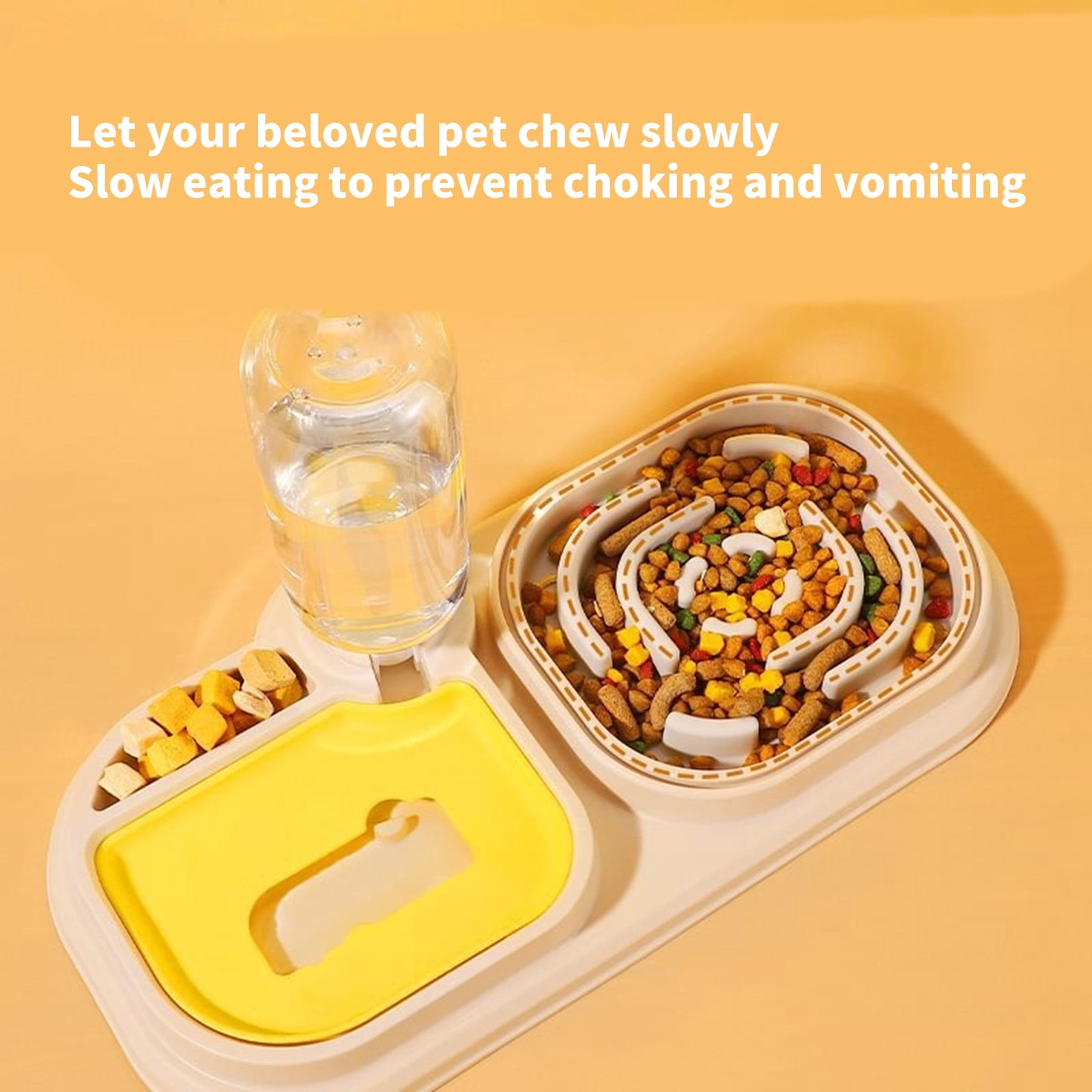 Dog Bowl Treat Feeder with Water Dispenser Slow Feeding Bowl for Cats Digestive Prevent Feeder Watering Supply