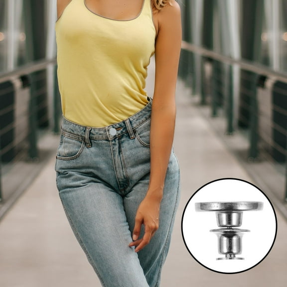 MEIBUTYUP 10Pcs Instant Jean Buttons White Adjustable Pants Buckles Wear Resistant Pins