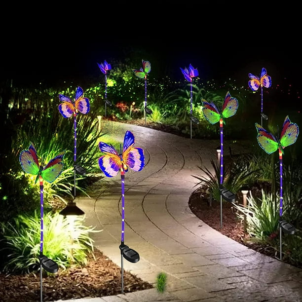 Lampe solaire LED papillon luminaire extérieur jardin terrasse