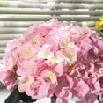 thumbnail image 2 of Enova Home 10 Stems Artificial Hydrangea Silk Flowers in Round Clear Glass Vase with Faux Water (Pink), 2 of 2