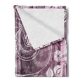 thumbnail image 2 of Grunge Soft Flannel Fleece Throw Blanket, Flowers and Leaves with Curved Stems Ornate Style Artwork on Striped Background Print, Cozy Plush for Indoor and Outdoor Use, 70" x 90", Lilac, by Ambesonne, 2 of 5
