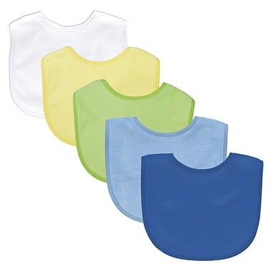 Green Sprouts Basic Waterproof Absorbent Terry Bib 5 Pack - Boy