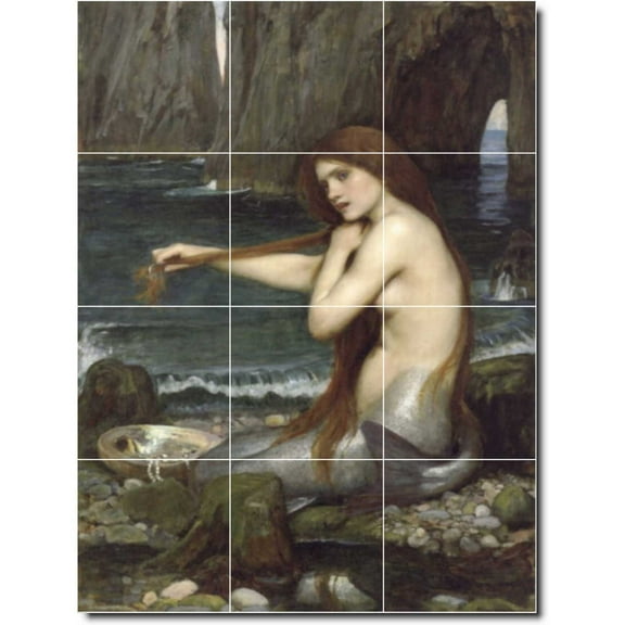 Ceramic Tile Mural-John Waterhouse Mythology Custom Tile Mural 20. 12.75" w x 17" h using (12) 4.25 x 4.25 ceramic tiles