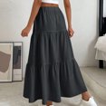 thumbnail image 5 of Loopsun Womens Summer Skirts, Women's Summer Fashion Solid Color Drawstring Pocket Elastic Waist Skirt Black M, 5 of 5