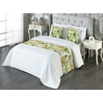 thumbnail image 3 of Leaves Greenery Bed Runner Set, Watercolor Brushstroke Blurred Effect Wild Poppy and Rose Graden, Decorative Bedding Scarf & 2 Pillow Shams for Hotels Homes, Queen, Olive Green and Peach, by Ambesonne, 3 of 3