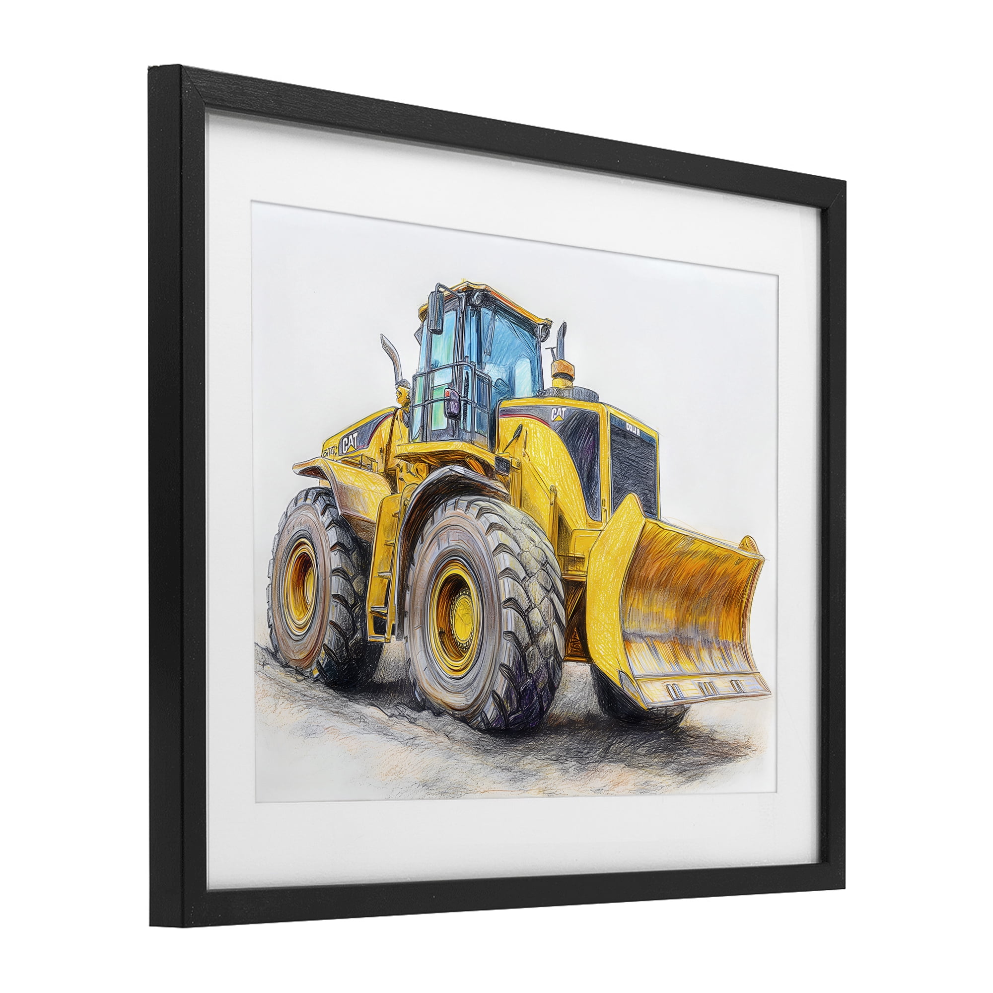 Stupell Industries Industrial Excavator Drawing Black Framed Print Under Glass, design by Steve Hunziker