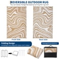 thumbnail image 6 of Hasoo 8' x 10' Brown/White Outdoor Rug for Patio Decor Waterproof Plastic Straw Modern Geometric Carpet PP Tube Woven Portable Camping Mat for Picnic Balcony, 6 of 7