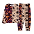 thumbnail image 3 of Toddler Girl'S Sleepwear Halloween Pumpkin Pattern Color Block Long Sleeve Crewneck Pull-On Regular Fit 2Pc Summer Autumn Holidays Adorable Pjs,Orange,3-4 Years, 3 of 4