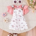 thumbnail image 2 of TOWED22 Baby Girls Clothes Set 2 Piece Summer Casual Cute Short Sleeve Rompers and Overalls Shorts 0-3 Years Toddler Outfits(Pink,3-6 M), 2 of 7