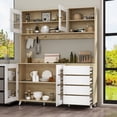 thumbnail image 4 of KULAGAGA Buffet Cabinet Sideboard with 4 Drawers, Microwave Storage Cabinet for Dining Room Kitchen, Brown, 4 of 7