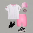 thumbnail image 6 of FYDUU Girls Summer Outfits 2 Piece Short Sleeve T Shirts Top And Shorts Casual Playwear Soft Comfortable Daily Wear Toddler Kids Clothes 9-10 Years, 6 of 7