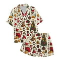thumbnail image 6 of Women's Christmas Pajamas Silk Pijamas Women Set Short Sleeve Button Down Pajama with Shorts Christmas Pj Set, 6 of 6