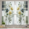 thumbnail image 5 of Ambesonne Farmhouse Valance & Curtain 3 Pcs Set, Classic Tartan Flowers, 55"x45", Grey Teal Pale Mustard, 5 of 7