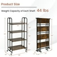 thumbnail image 4 of Costway 4-Tier Folding Rolling Cart Portable Storage Shelves w/Wheels No Assembly Rack, 4 of 10